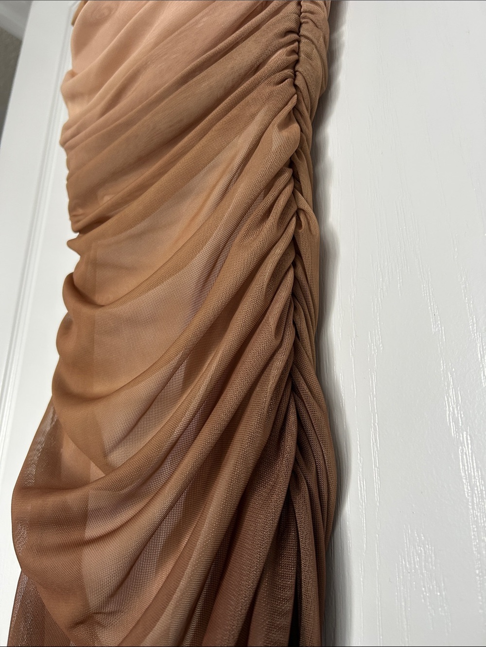 Zara Nude to Brown Ombre Ruched Maxi Dress - Picture 5 of 9